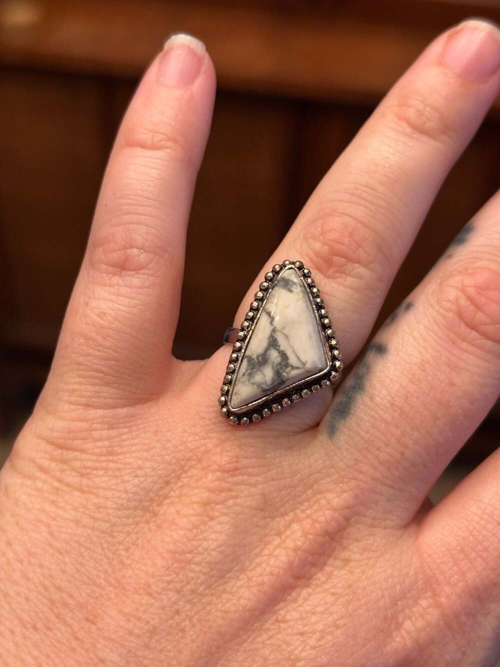 Howlite Jasper Gemstone Handmade 925 Sterling Silver Jewelry Ring